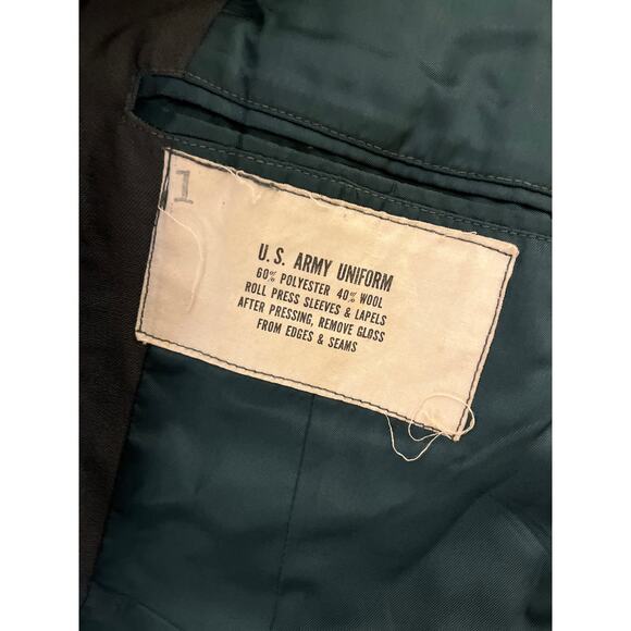 US Army 60 70s Class A Service Coat SETAF Italy Patch Vintage Military Jacket 40 - Picture 4 of 15